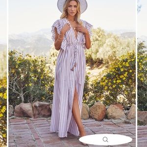 Vici Striped Plunge Maxi